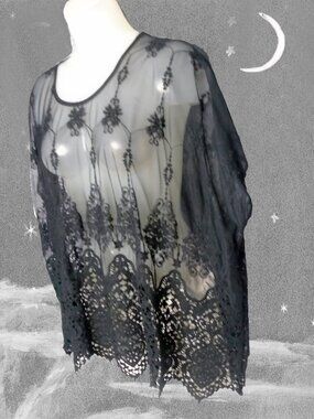 Black Lace Tunic Top. Dark Boho Vampire Goth OSFM